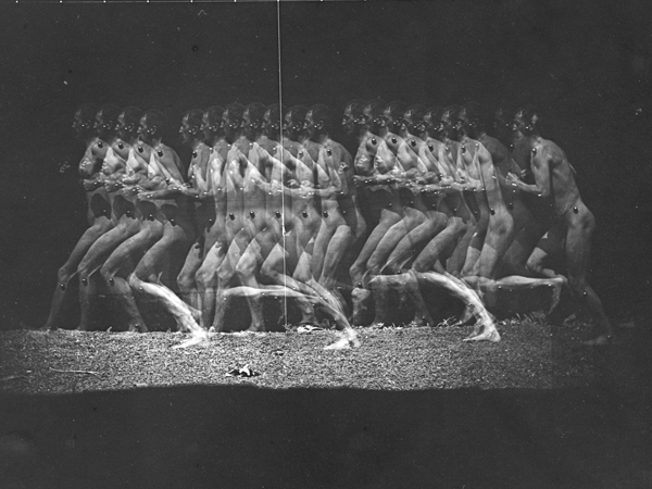 Thomas Eakins, Motion study: male nude, metallic markers attached to his body, running to left, 1885. Courtesy of the Pennsylvania Academy of the Fine Arts.